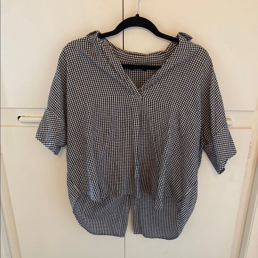 Madewell Black and White Boxy Button Down Top